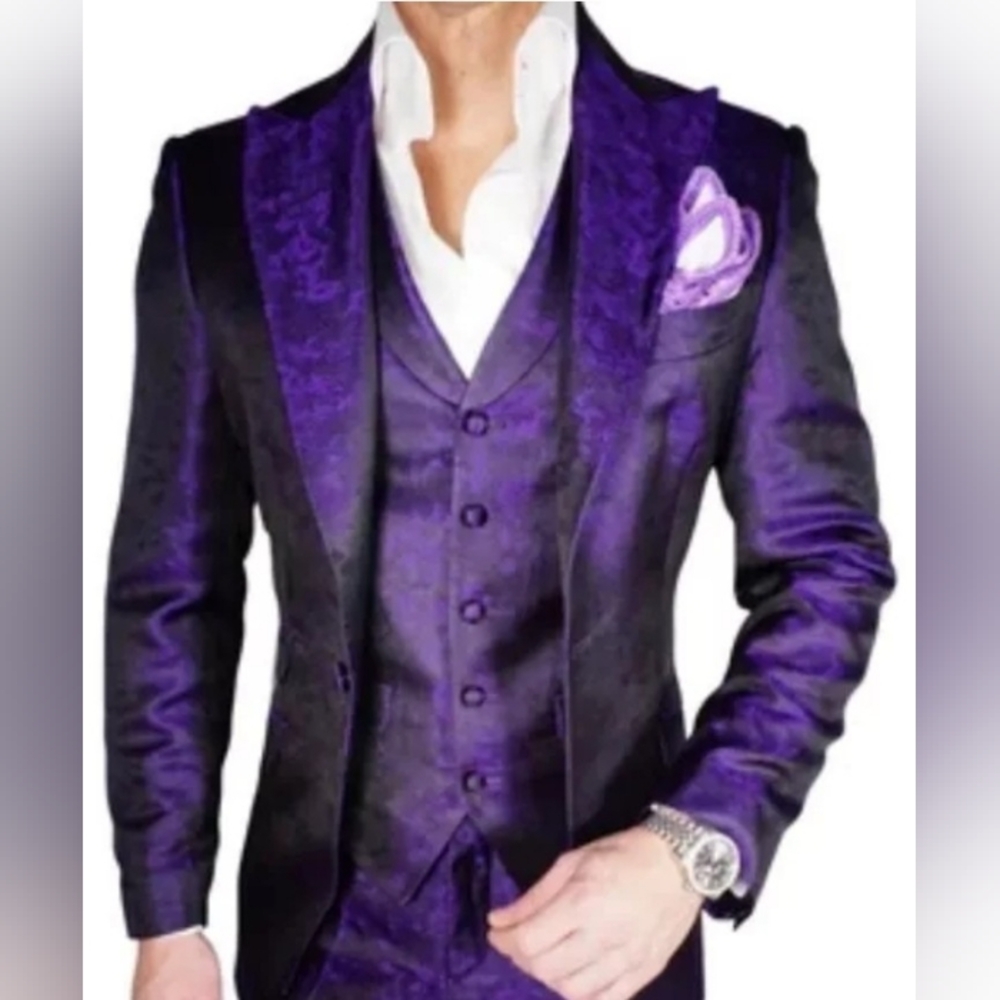 Sebastian Cruz Couture Purple Brillo Jacket Size 34R